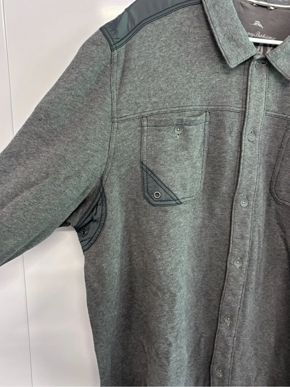 Tommy Bahama Relax Men's Gray Long Sleeve Button Down Shirt Size XXL Cotton Blnd